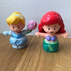 Lot of 2 Disney Princess Fisher Price Little People 2017 Ariel & 2016 Cinderella